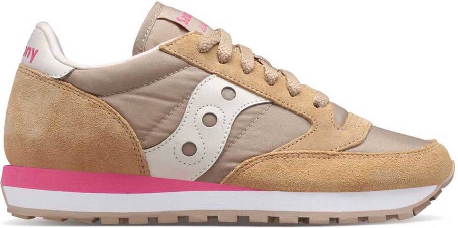 Saucony Eenvoudige Jazz Sneakers met Vetersluiting Beige Dames
