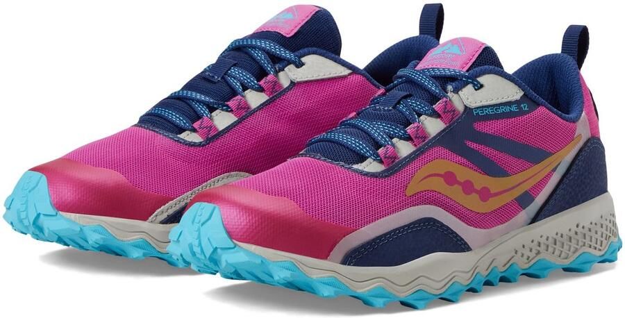 Saucony Peregrine 12 Shield Junior Hardloopschoenen Navy Turquoise Pink