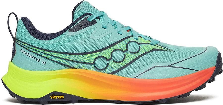 Saucony Peregrine 16 Trailschoenen Heren Splash Citron Blue Clair