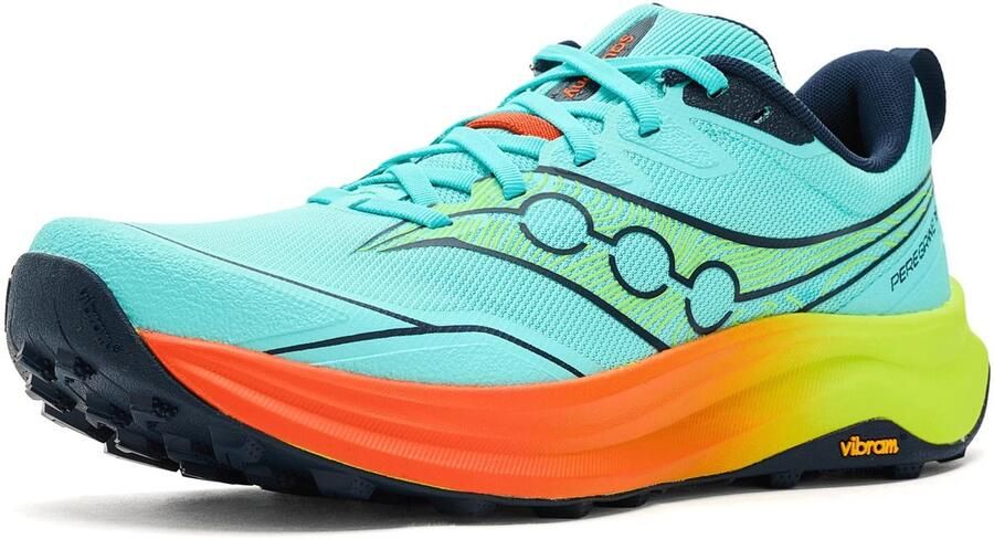 Saucony Peregrine 16 Trailschoenen Heren Splash Citron Blue Clair