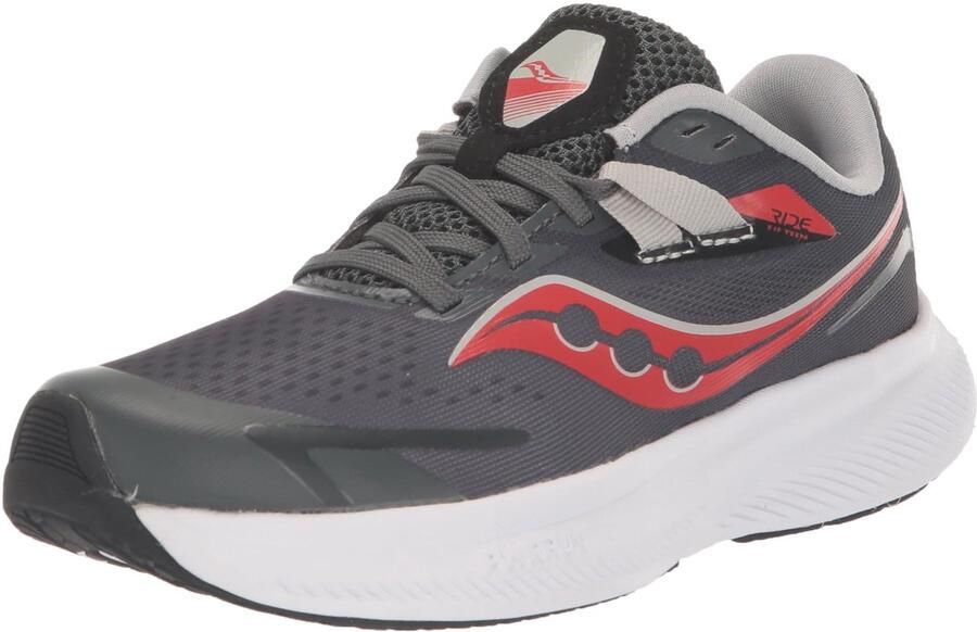 Saucony Ride 15 Junior Hardloopschoen Grijs Zwart Rood