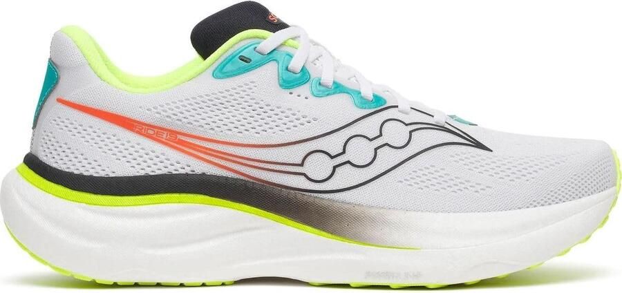 Saucony Ride 19 M Hardloopschoenen Wit Neon Geel