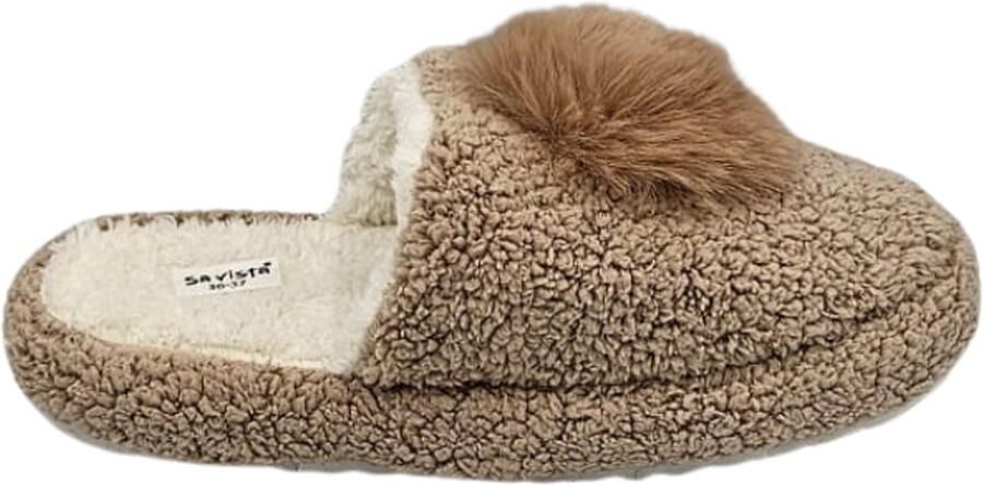 Savista Berussa- Luxe Dames Pantoffels Winter Warm Zachte & Stille Zool Antislip Lichtgewicht Huisschoenen-Beige