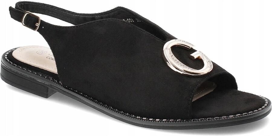 S.Barski Elegante Zwarte Dames Sandalen met Strass en Gesp