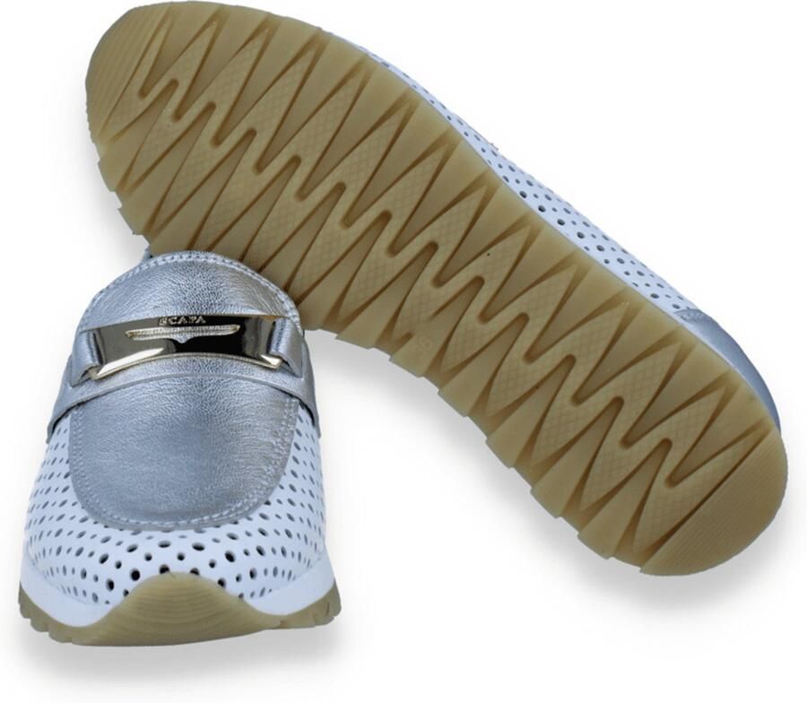 Scapa Dames Mocassin Wit Zilver WIT