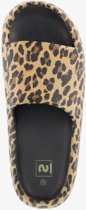 Scapino Dames badslippers met panterprint bruin