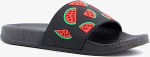 Scapino badslippers met watermeloenen Zwart