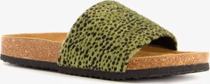 Scapino Dames bio slippers met cheetah print Groen
