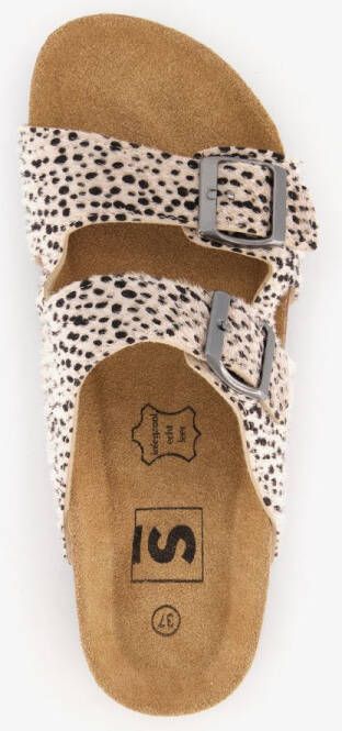 Scapino Dames bio slippers met panterprint beige zwart