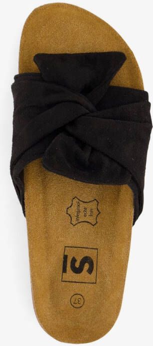 Scapino Dames bio slippers zwart met strik