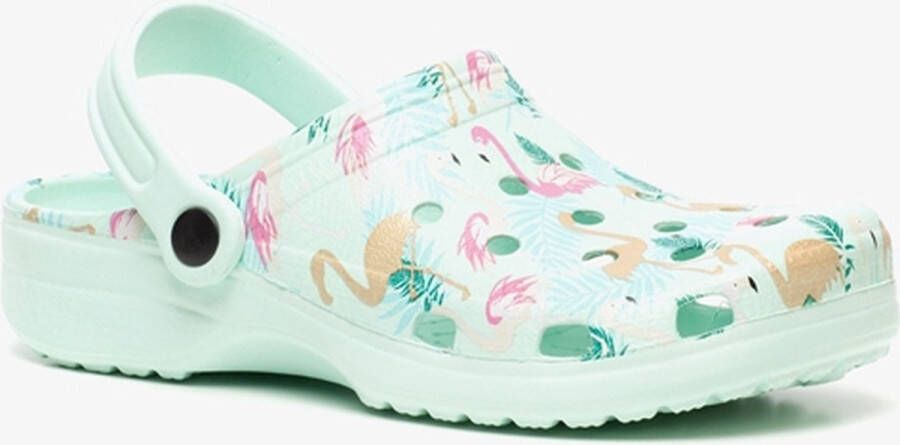 Scapino Dames klompen met flamingo's Groen Clogs
