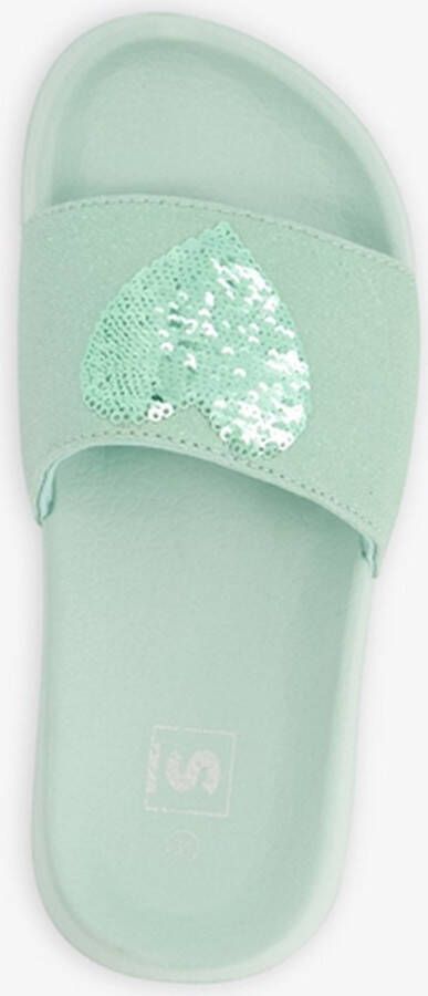 Scapino Meisjes badslippers met hartje mintgroen