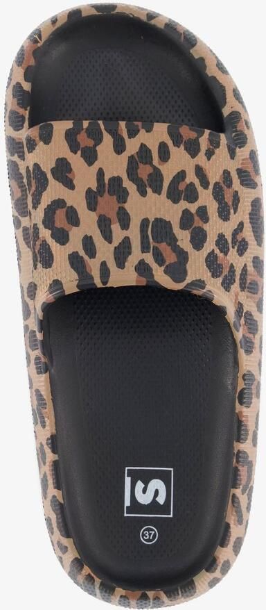 Scapino Dames badslippers met panterprint beige