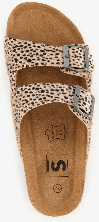 Scapino Dames bio slippers met panterprint beige zwart