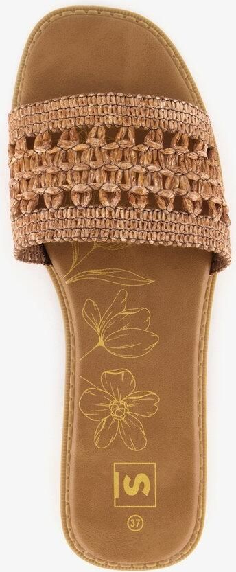 Scapino Dames slippers met gevlochten band bruin