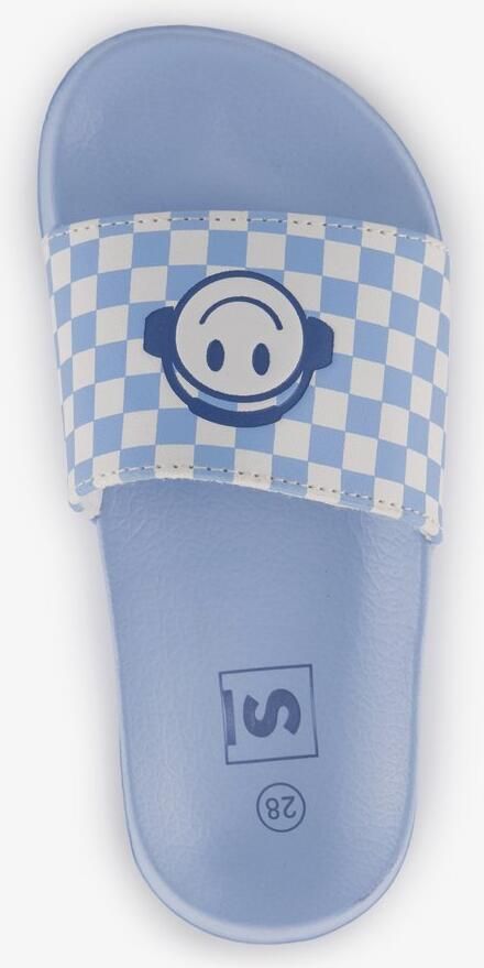Scapino Kinder badslippers met print en smiley blauw