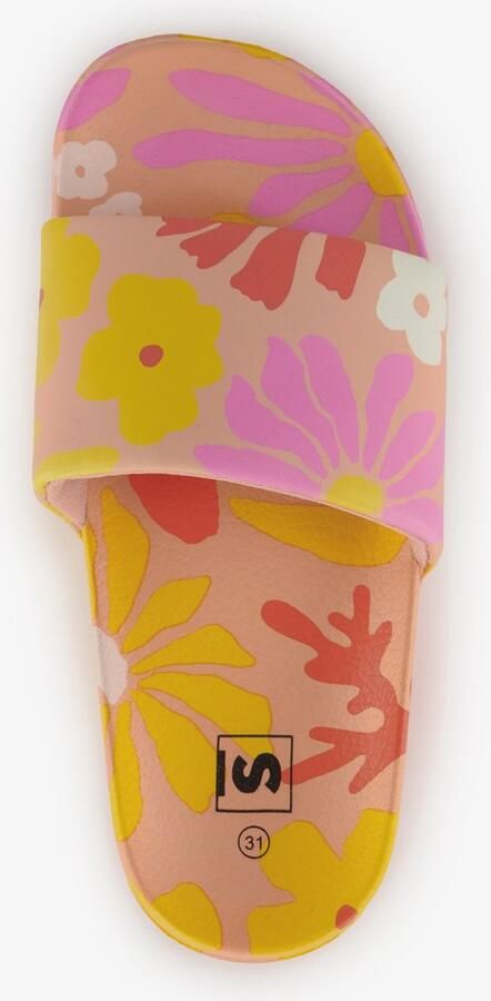 Scapino Multicolor meisjes badslippers met bloemenprint Geel