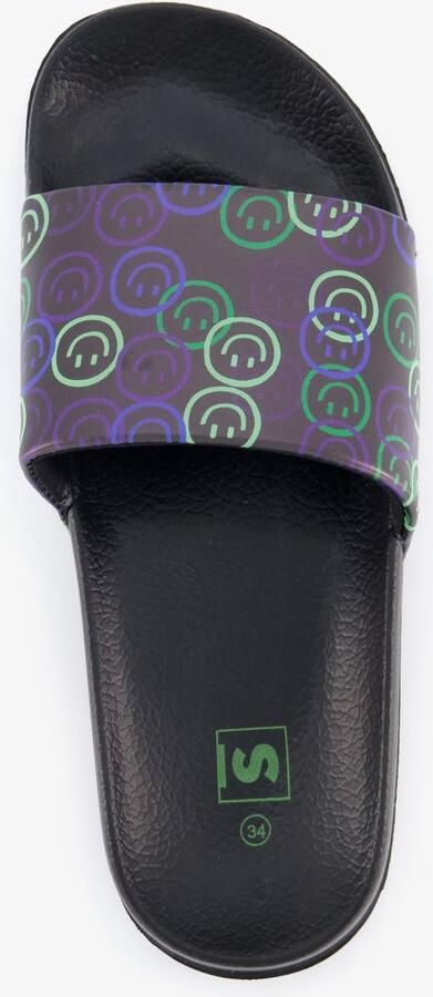 Scapino Zwarte kinder badslippers met smileys