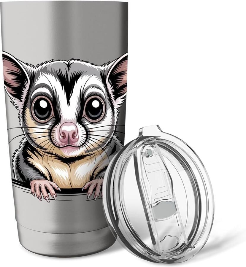 Schattig kijkend buideldier grappige dieren dubbelwandige thermobeker