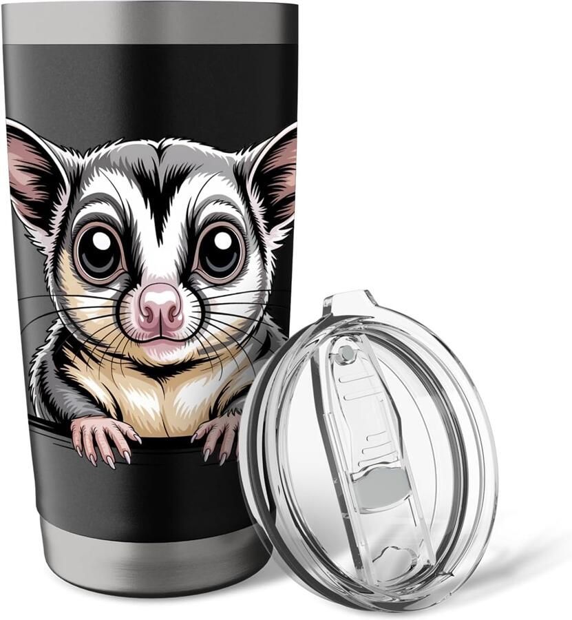 Schattig kijkend buideldier grappige dieren dubbelwandige thermobeker