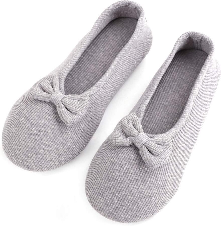 Schattige katoenen ballerina pantoffels voor dames en meisjes warme binnenslippers met strik voor herfst en winter