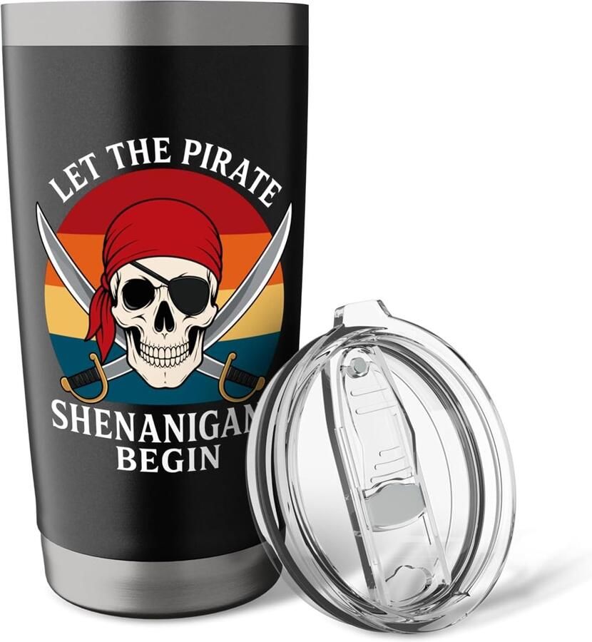 Schedel piraten mok met dubbele wand
