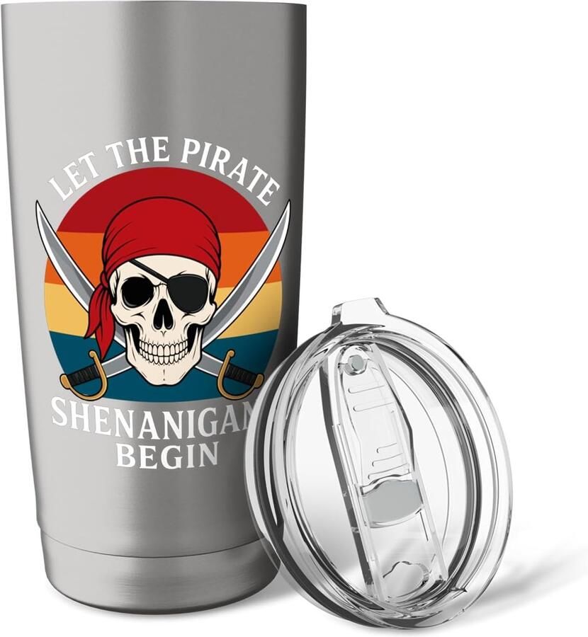 Schedel piraten mok met dubbele wand