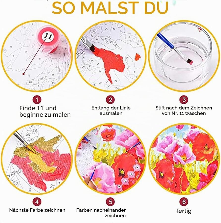 Naar getallen kleurrijke vlinders 40 x doek voor volwassenen met penselen en verf street art voor thuisdecoratie
