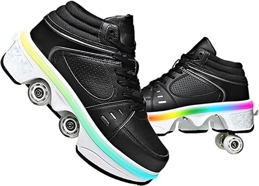 Schoenen met wieltjes rolschaatsen voor en skateboardschoenen met knipperende leds 4 wielen automatisch intrekbaar comfort outdoor sportschoenen voor kinderen en