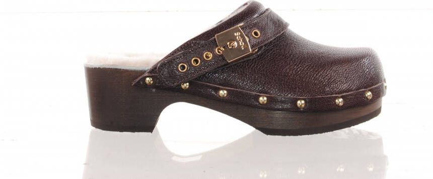 Scholl damesklomp schapenwol gevoerd F29812 ROBIN bruin