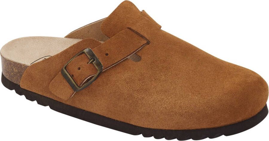 Scholl Bruine leren sandalen met verstelbare gesp