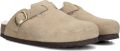 Scholl FAE NEW F Suede SA Womens Dark Beige FALSO Clogs Dark Beige - Beige