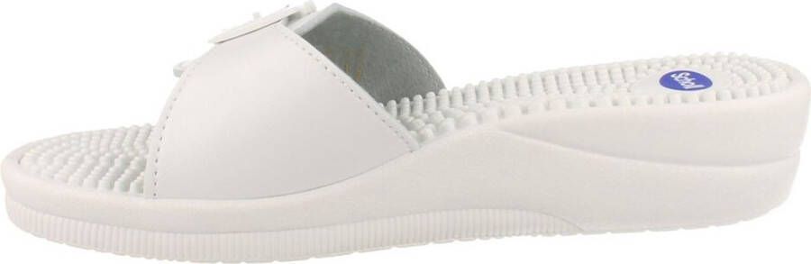 Scholl NEW MASSAGE PVC Womens White FALSO Mules White