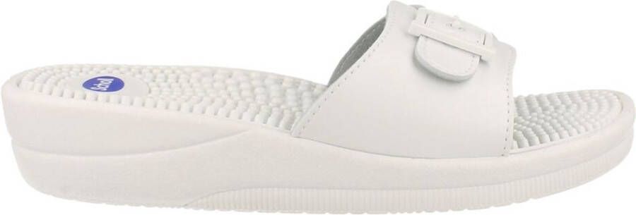 Scholl NEW MASSAGE PVC Womens White FALSO Mules White