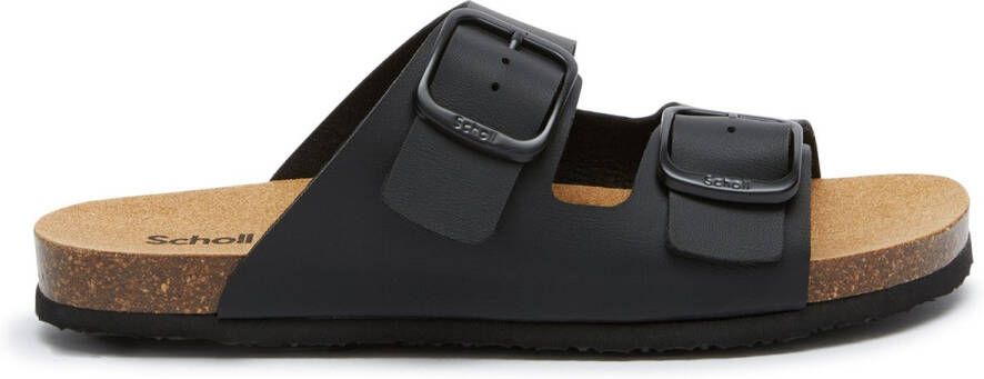 Scholl Jackie 2 straps Synthetic leather Black Dames Sandalen Zwart