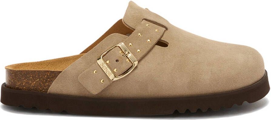Scholl Klomp Benny Suède Vrouwen Donkerbeige