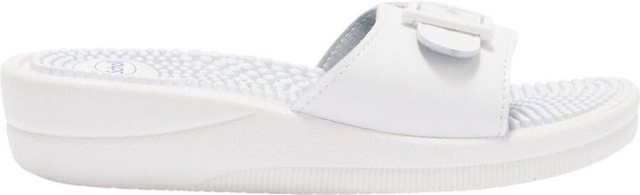 Scholl NEW MASSAGE PVC Womens White FALSO Mules White