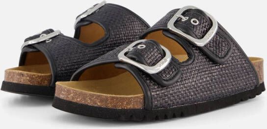 Scholl Noelle Raffia Slippers zwart Textiel Dames