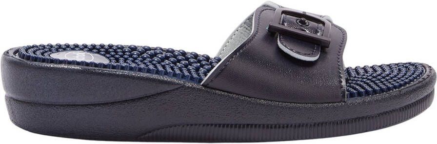 Scholl NEW MASSAGE PVC Womens Navy Blue FALSO Mules Navy Blue