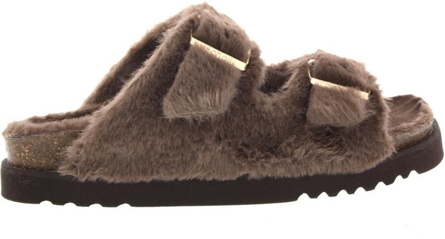 Scholl Klomp Women Belle Synthetic Fur Brown