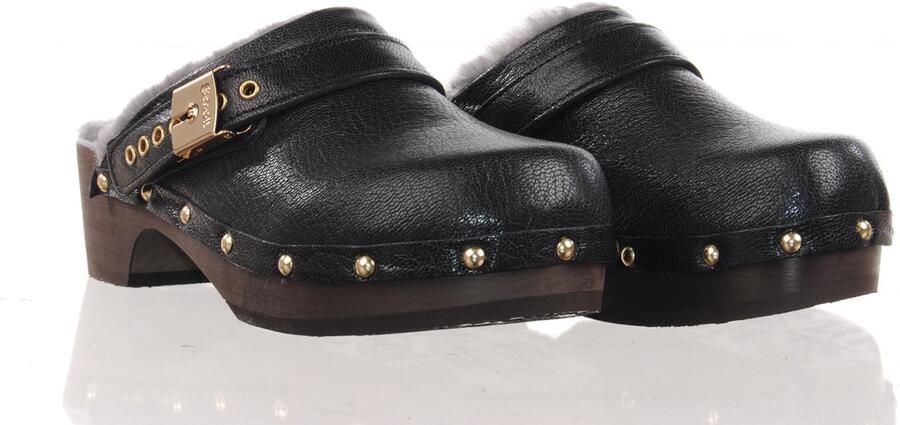 Scholl damesklomp schapenwollen voering F29812 ROBIN zwart