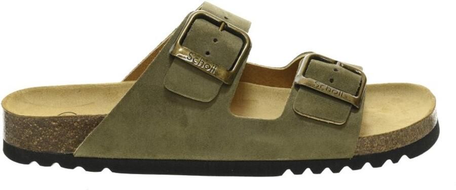 Scholl Julien Khaki Suede Slippers
