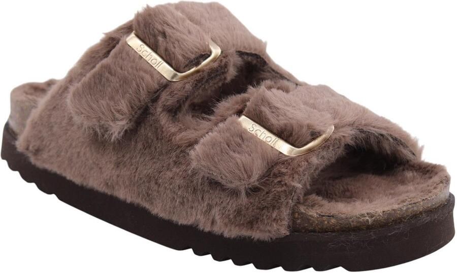 Scholl Klomp Women Belle Synthetic Fur Brown