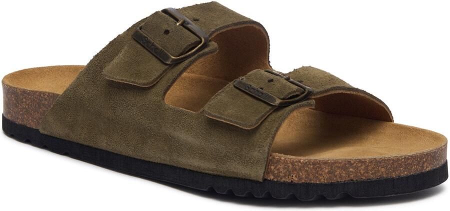 Scholl Sandalen Julien 2 Riemen Suede Heren Khaki - Foto 4