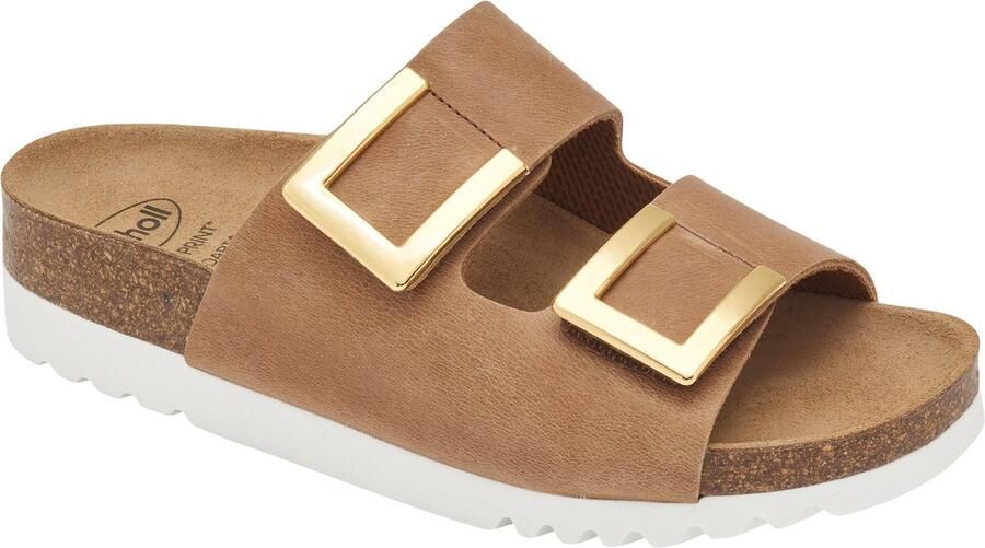 Scholl Sandalen Monterey 2 Riemen Geolied Leer Vrouwen Cognac