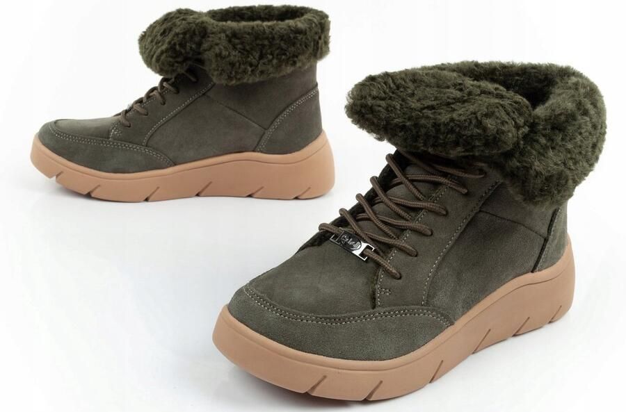 Scholl Serie Groene Geïsoleerde Sportschoenen Lederen Bovenlaag