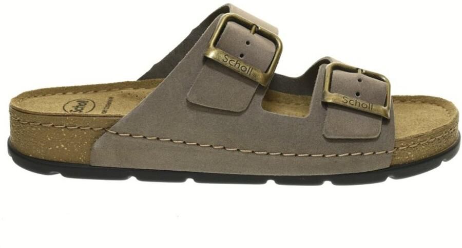 Scholl Taupe Bora Slippers Buckles