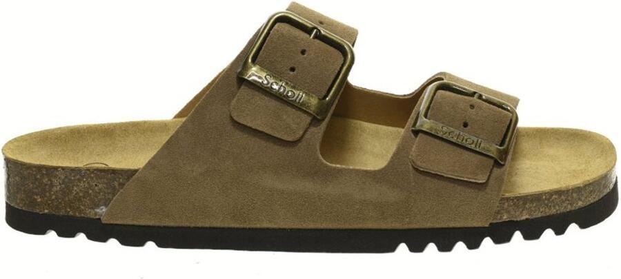 Scholl Taupe Suede Slippers