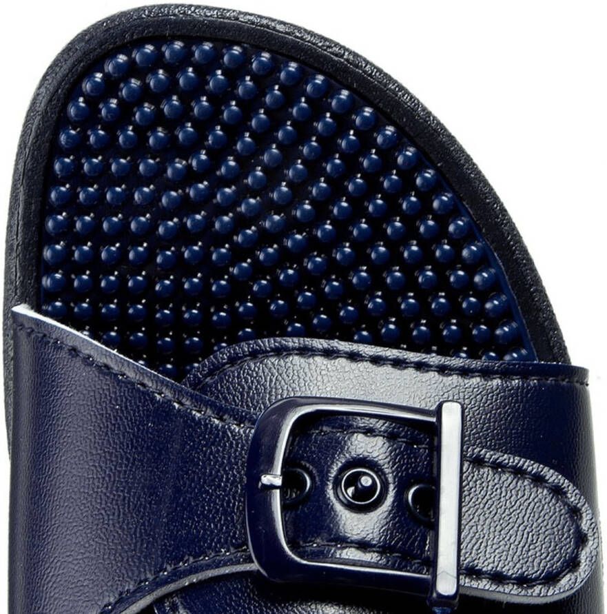 Scholl NEW MASSAGE PVC Womens Navy Blue FALSO Mules Navy Blue
