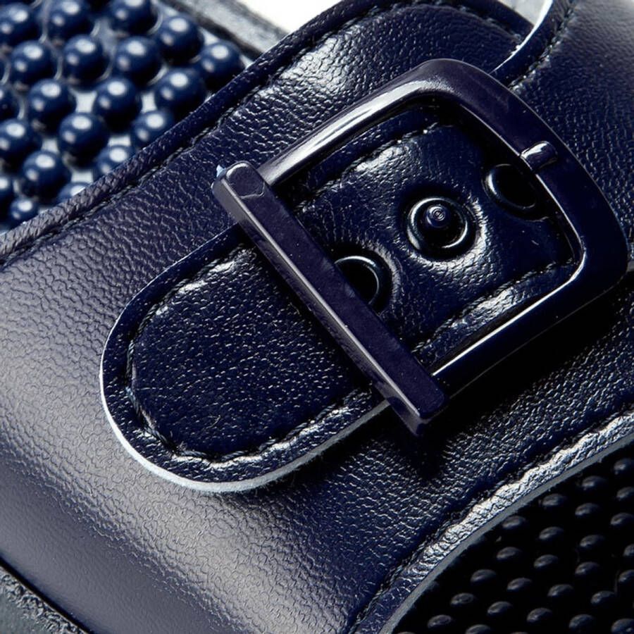 Scholl NEW MASSAGE PVC Womens Navy Blue FALSO Mules Navy Blue